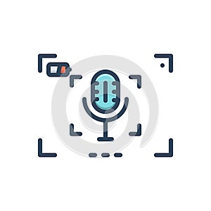 Color illustration icon for Recordings, player and speak
