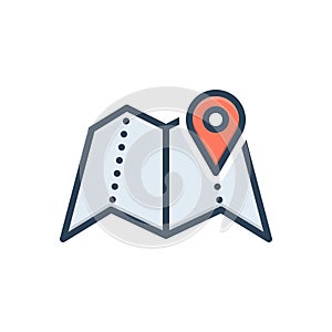 Color illustration icon for region, location and whereabouts