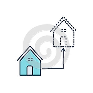 Color illustration icon for Relocate, moving and relocation