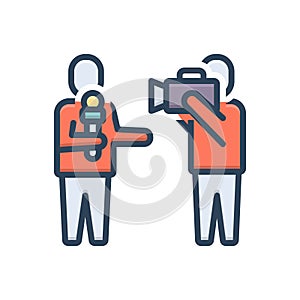 Color illustration icon for Reporters, newsman and newshawk