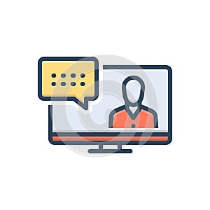 Color illustration icon for Represented, conversation and describe