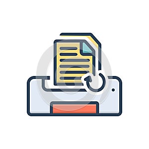 Color illustration icon for Reprint, reimression and print