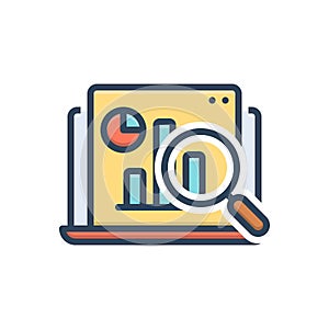 Color illustration icon for Research, data and explore