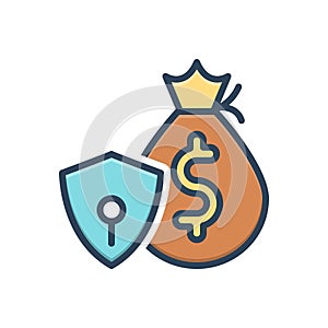 Color illustration icon for Retain, safe and money