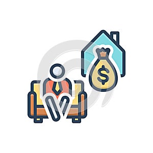 Color illustration icon for Retire, give and work