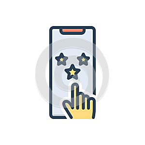 Color illustration icon for Reviewed, phone and scrutiny