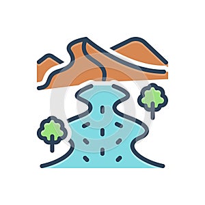 Color illustration icon for Riverside, littoral and nature