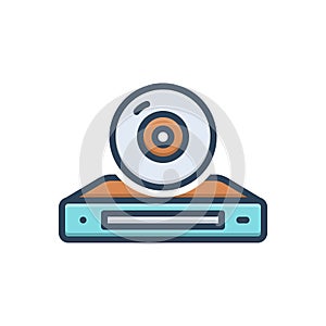 Color illustration icon for Rom, cd and recorder