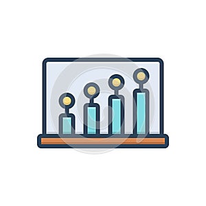 Color illustration icon for Rounds, encircle and graph