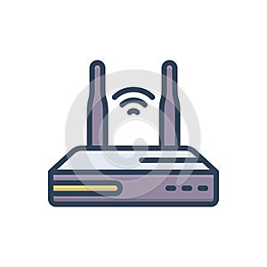 Color illustration icon for Routers, network and wireless