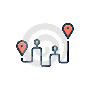 Color illustration icon for Routing, pathway and location