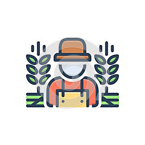 Color illustration icon for Rural, country man and predial