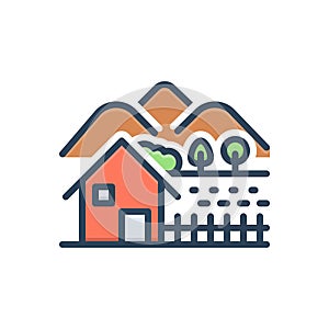 Color illustration icon for Rural, farmland and agriculture