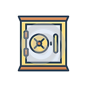 Color illustration icon for Safe Box, almirah and money