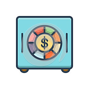Color illustration icon for Safe money, deposit and cash