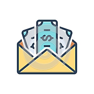 Color illustration icon for Salaries, money and earnings