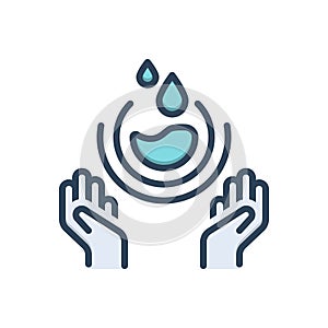 Color illustration icon for Save Water, save and aqua