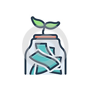 Color illustration icon for Saving, parsimony and currency
