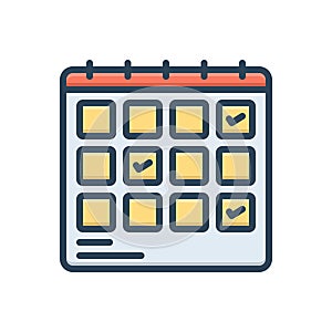 Color illustration icon for Schedule Planning, planification and progress