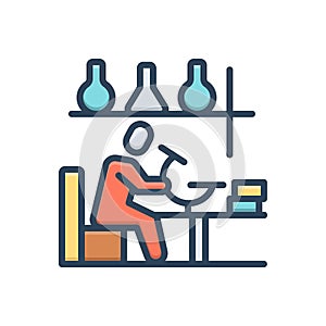 Color illustration icon for Scientist, erudite and scholarly