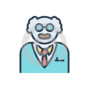 Color illustration icon for scientist, tester and experiment