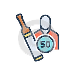 Color illustration icon for Scored, result and cricket