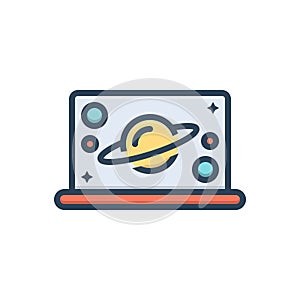 Color illustration icon for Screensavers, earth and universe