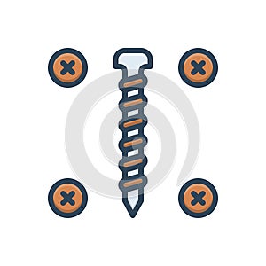 Color illustration icon for Screw, hardware and tool