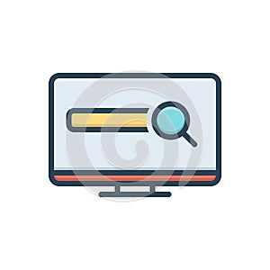 Color illustration icon for Search Engine, web and browser