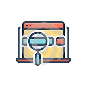 Color illustration icon for Search, search bar and internet