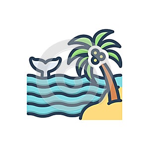 Color illustration icon for Seas, coast and seaboard