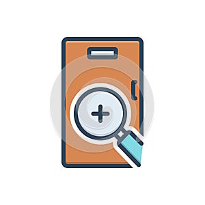 Color illustration icon for seek, equipment and analyzing