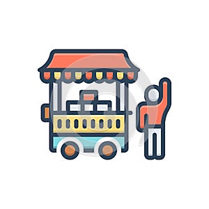 Color illustration icon for Sellers, merchant and salesman