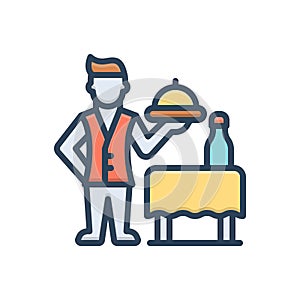 Color illustration icon for Served, waiter and cater