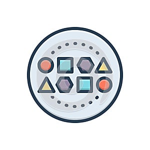 Color illustration icon for Set, conglomeration and cluster