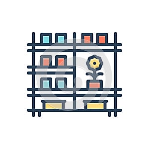 Color illustration icon for Shelf, rack and package