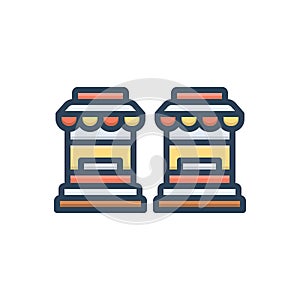 Color illustration icon for Shops, store and superarket