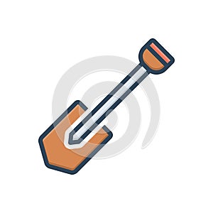 Color illustration icon for Shovel, spade and picker