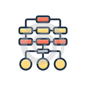 Color illustration icon for sitemap, flowchart and interface