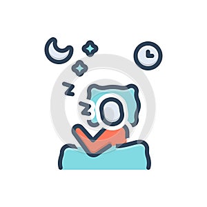 Color illustration icon for Sleeping, bedtime and sleep
