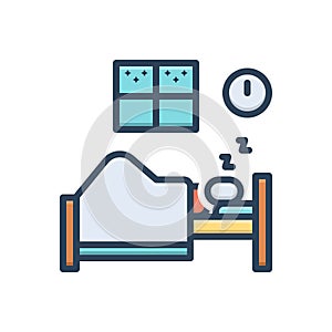 Color illustration icon for Sleeps, slumber and somnolence