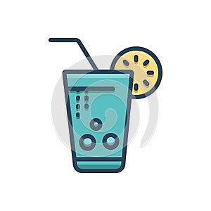Color illustration icon for Soft Drink, coke and beverage