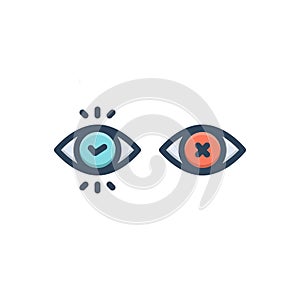 Color illustration icon for Solely, eye and look
