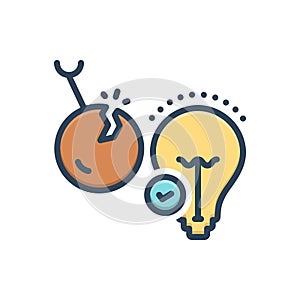 Color illustration icon for Solid, bulb and harsh