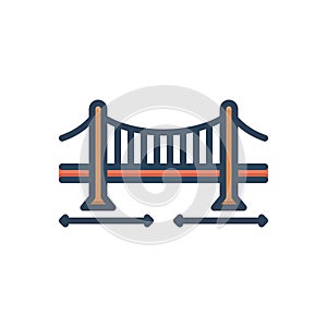Color illustration icon for Span, bridge and building
