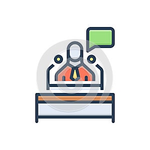 Color illustration icon for Speeches, rostrum and orator