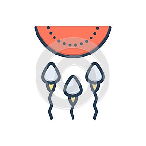 Color illustration icon for Sperm, spermatozoon and semen