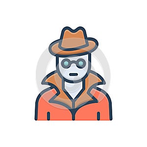 Color illustration icon for Spies, spy and hacker