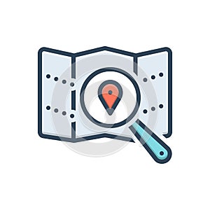 Color illustration icon for spot, position and locale