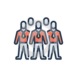 Color illustration icon for Staffing, person and together